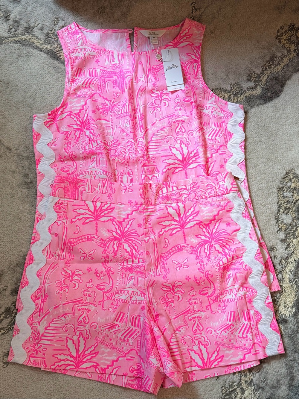Lilly Pulitzer Neon Pink Sleeveless Tunic and Short Set - Picture 2 of 4
